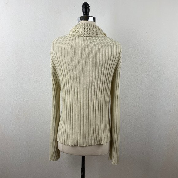 Knit Zone USA Boho Pullover Sweater Natural Rolled Turtleneck Flared Sleeves XL - Picture 6 of 8